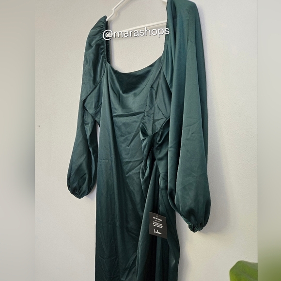 LULUS Eternal Heart Emerald Green Satin Long Sleeve Maxi Dress - Picture 5 of 7